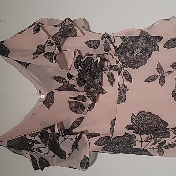 London Times Floral Print Ruffle Cold Shoulder Dress - Picture 8 of 9